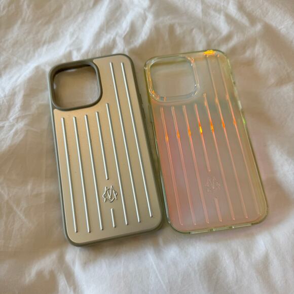 Rimowa iPhone 14 Pro Max Case Bundle (2) Iridescent + Silver Aluminum Covers - Picture 1 of 7